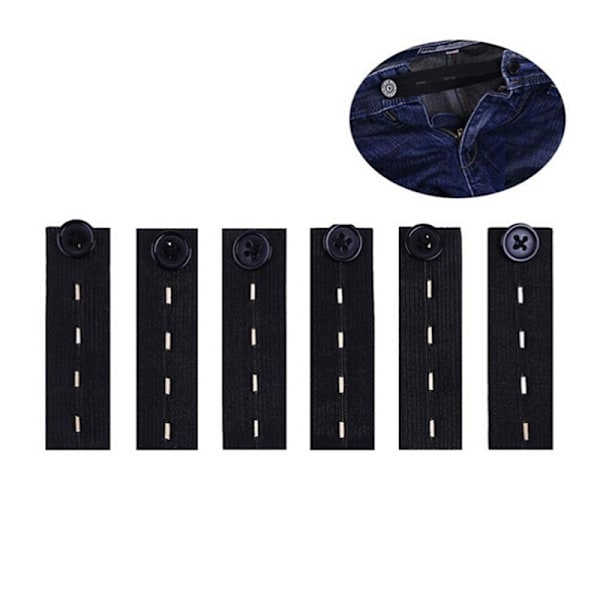 Set med 6 elastiska midjeutvidgare för män och kvinnor. 6-pack.