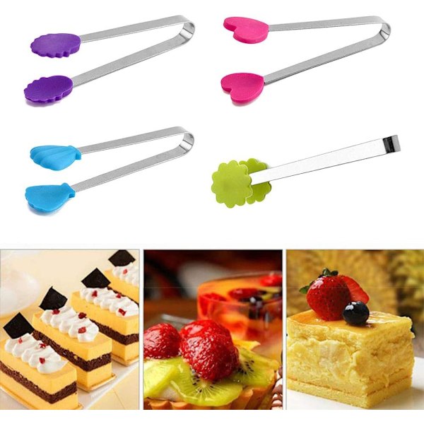 #5-pakke Mini Rustfritt Stål Isbiter Tang med Sklisikker Silikon#