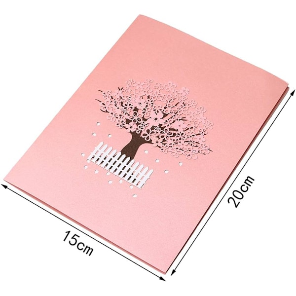#3D Pop Up Kort, Fødselsdagshilsen Kort Invitation Bryllup 3D Sakura#