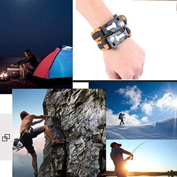Överlevnadsarmband, Överlevnads Paracord-kit med Kompass, Visselpipa