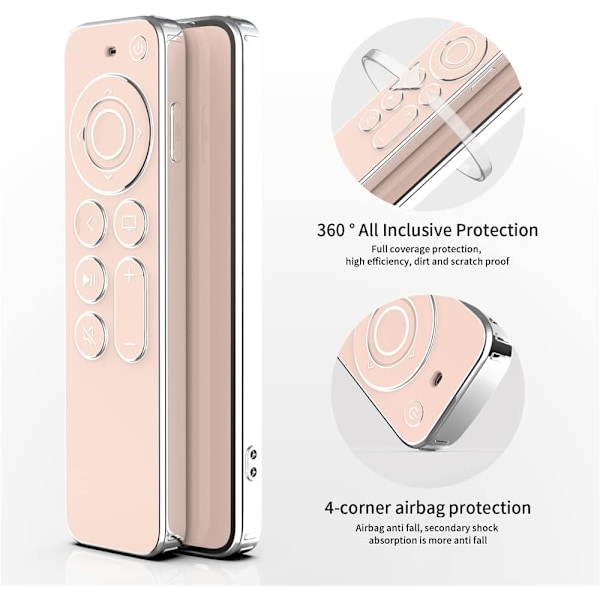 #Apple TV Fjärrkontrollfodral (Rosa) 4k 2021 Mjuk TPU Skyddande Fodral, Scr#