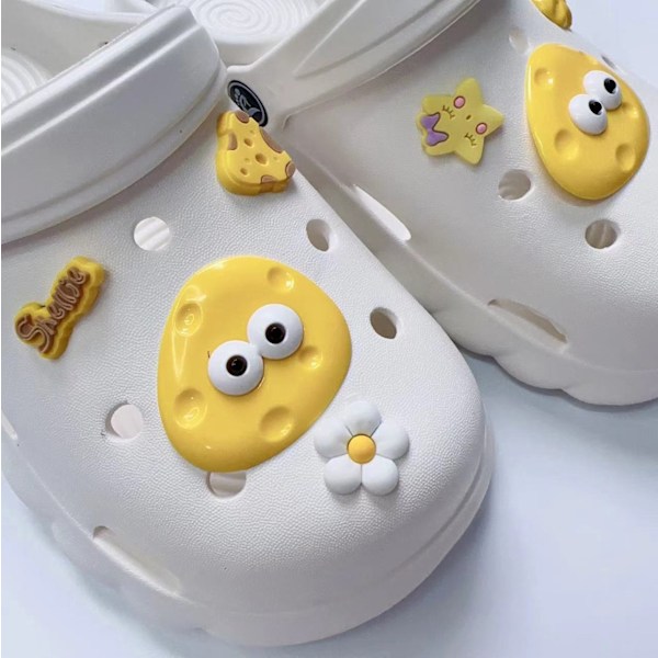 #8 stycken 3D gula clogsandal-prydnader, skocharm, söta skocharm#