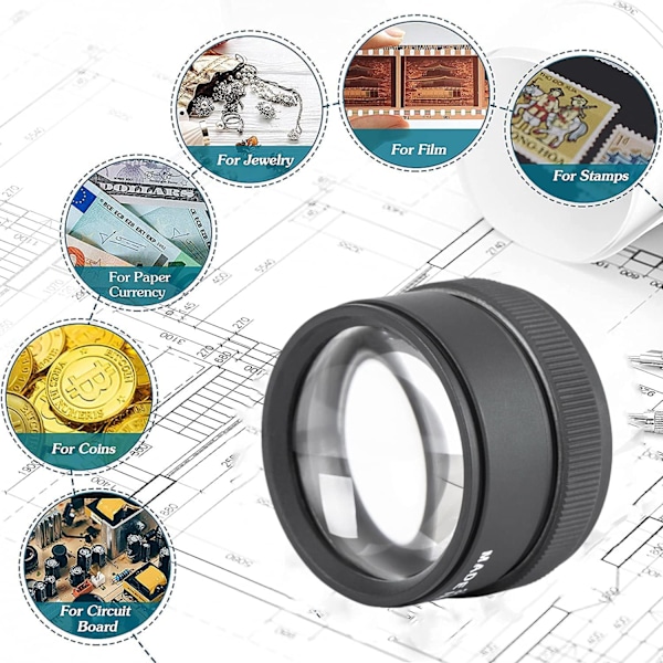 30x Smyckesförstoringsglas, Bärbar Metall Optisk Förstoring