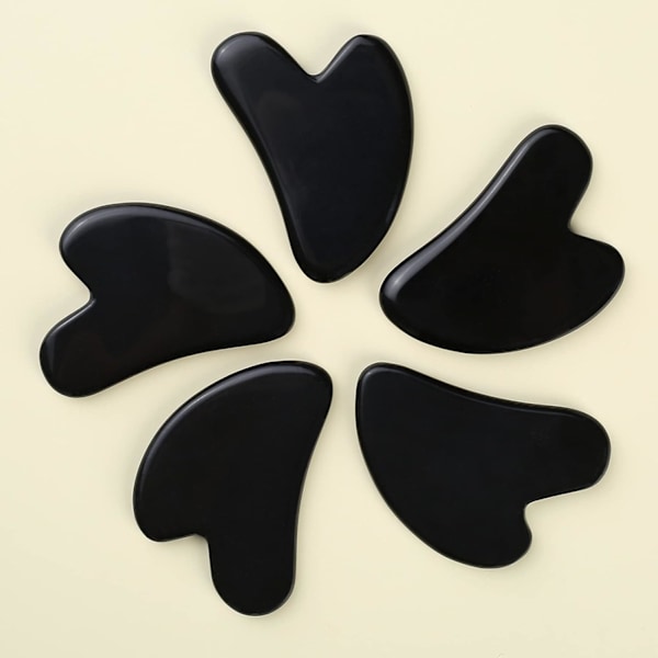 #Gua Sha Manuell Massasjeverktøy Skrape, Naturlig Stein Svart Obsidian#