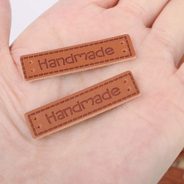 #100 stk. PU Læder Etiketter, Håndlavede Tøj DIY Etiketter til Jeans Tasker#