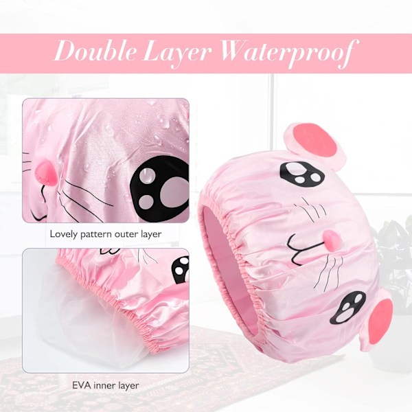 #2PCS Dusjhetter, Barn Dusjhatt Vanntett Dusjhette Gjenbrukbar B#