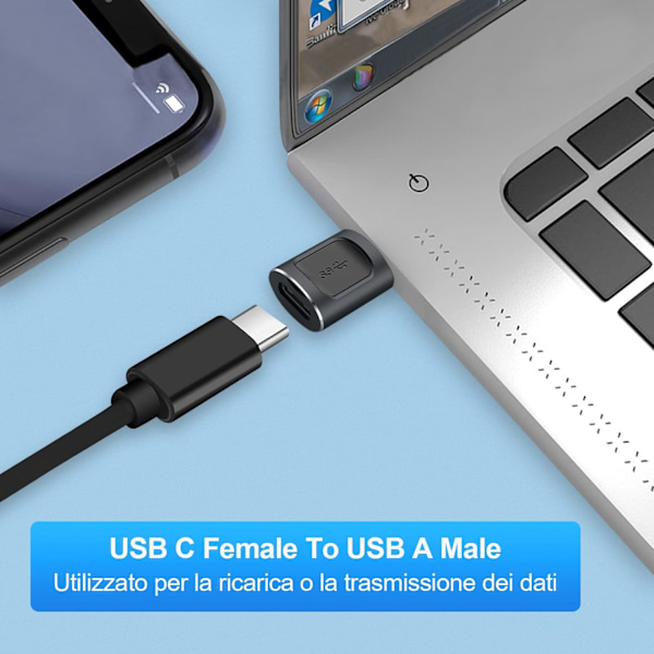 USB-C Hona till USB Hane Adapter, Typ C Laddningskabelkontakt