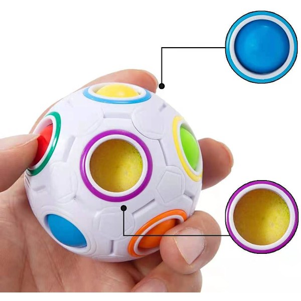 Hvid Regnbue Magic Ball, Farvematchningsspil, Fidget Legetøj Sjov Pu