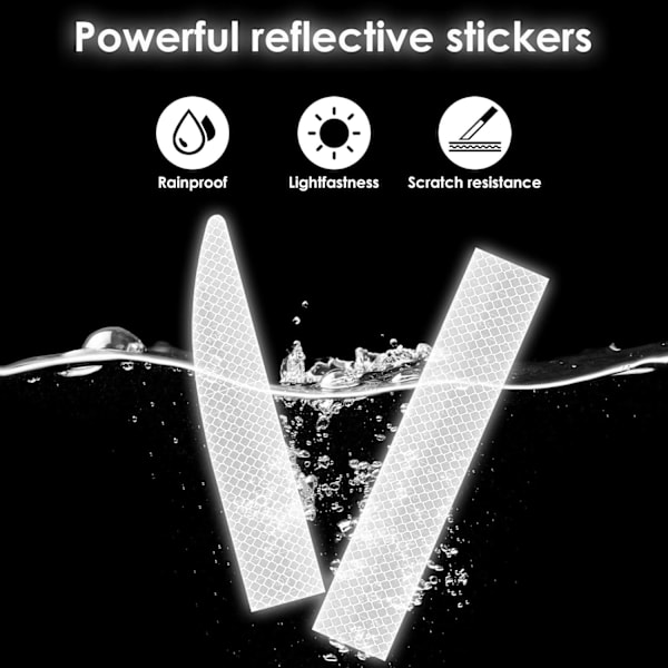 #Hvid - 5 Bilstickere Røde Lys Stickere Nat Reflekterende Stick#