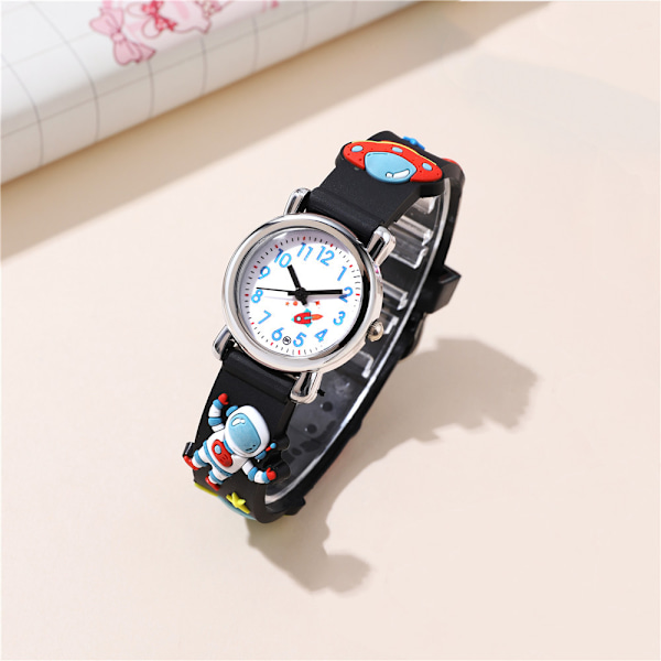 #Børneur (Sort, Astronaut), Vandafvisende Armbåndsur til Børn Qua#