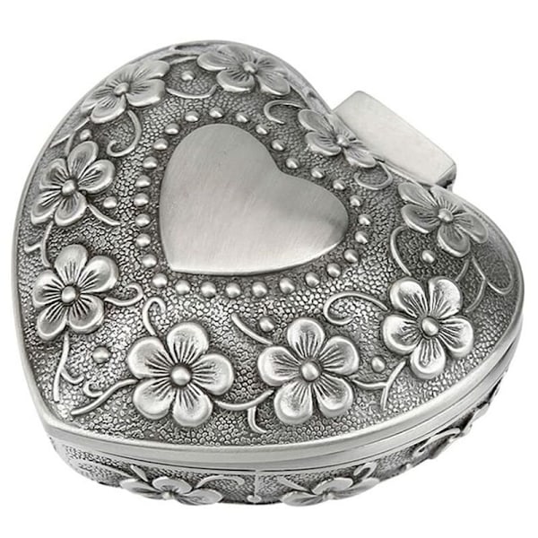 #Morsdaggave, Hjerteformet Gravert Metall Smykkeskrin Retro#