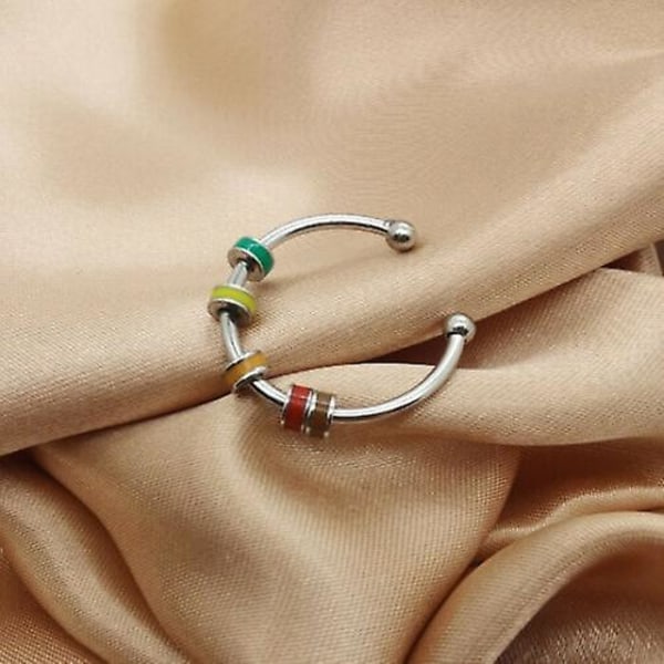 Snurrande Emalj Fidget Ring, Ångest Ring För Kvinnor Flickor Med Pärlor
