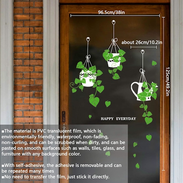2 Stykker Dobbeltsidede Vindue- og Vægstickers Grønne Planter Remo