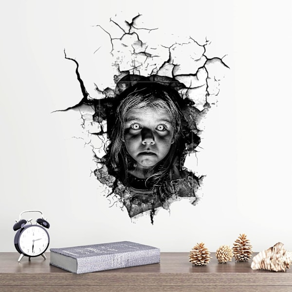 #3D Halloween Veggdekor, Kvinnelig Spøkelses Halloween Veggklistremerker Re#