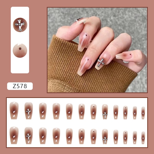 24 st smudge-rosa nagelplattor i medellängd (limtyp), Pret