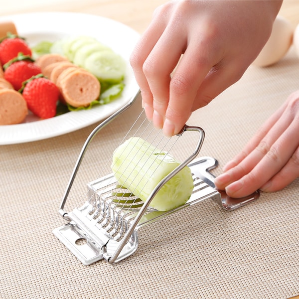 Hemkök Stål Ägg Slicer Verktyg Läder Ägg Slic