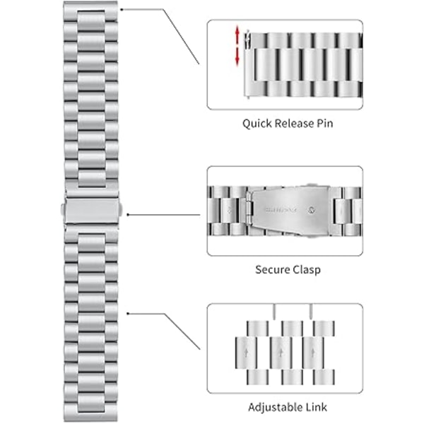 Rustfritt stål 20mm Kompatibel med Samsung Galaxy 44mm 40mm Wa