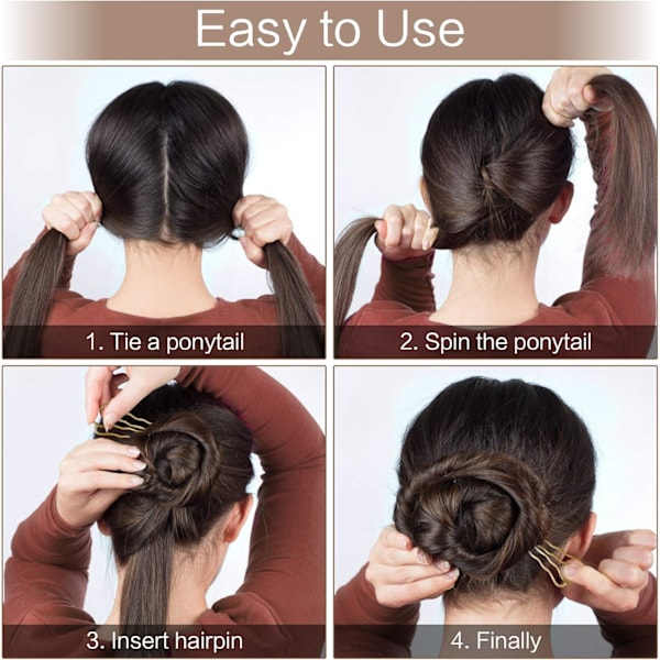 10 st Chignon-nålar Hårstift Zinklegering Hårstift U-formad 4-tandad La