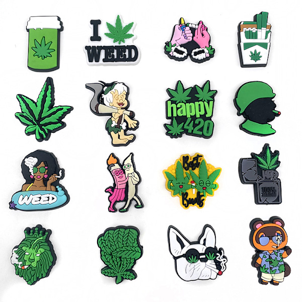 #16 Stykker 3D Klogsandaler Pynt (Blad), Sko Charms, Søde Sko O#