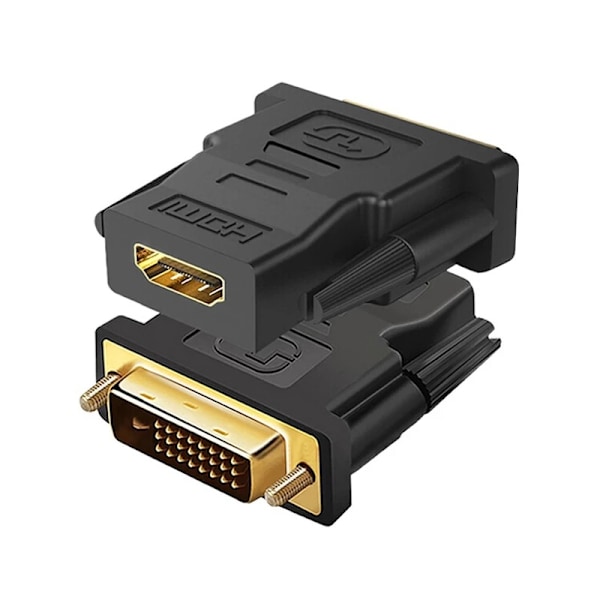 DVI till HDMI-adapter, 1080P Full HD, 2-pack, Svart