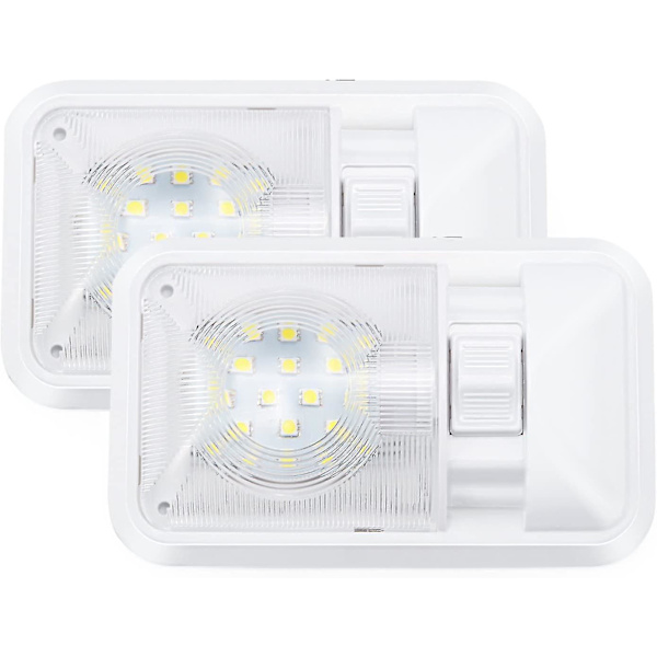 12 V LED RV kattovalo 280 lm kattolamppu sisävalaistus asuntovaunuun matkailuautoon kytkimellä (2 kpl)