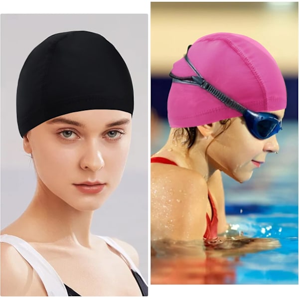 2 st Badmössa Pool Simning för Vuxen Badmössa Mjuk Polyester Fa