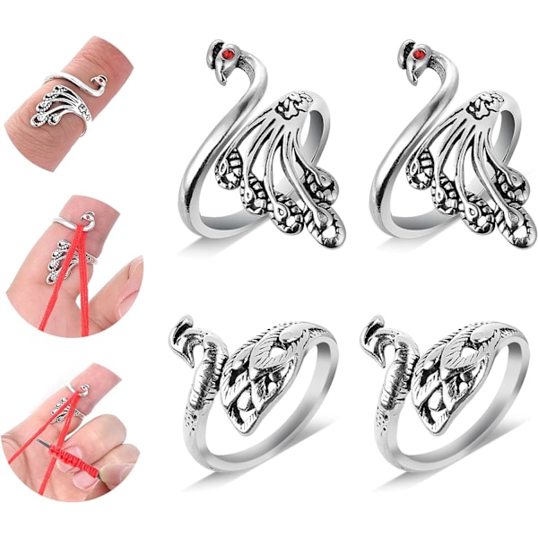 #Set med 4 Justerbara Virknålstillbehör för Fingeröppning#