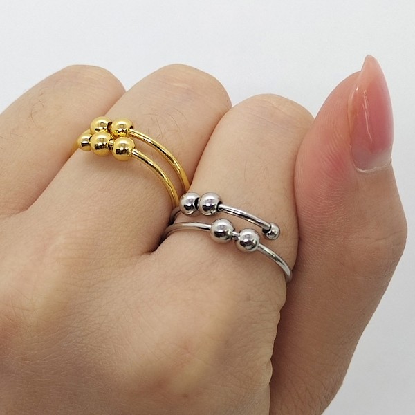 #2 stk Justerbar Åbningsring Angstlindrende Fidget Meditation Perler Ring Gave