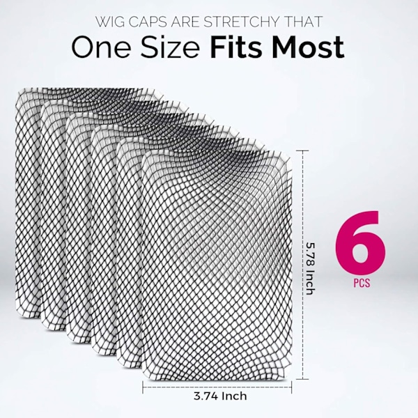 #6PCS Sort Mesh Hårnet, Lukket Ende Hårnet, Liner Wea#