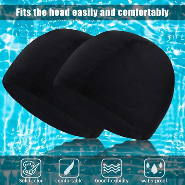 2 st Badmössa Pool Simning för Vuxen Badmössa Mjuk Polyester Fa