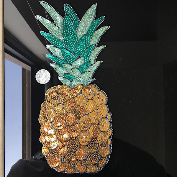 #1 Pack Stora Ananas Strykjärnslappar, Fruktpaljetter Broderade#