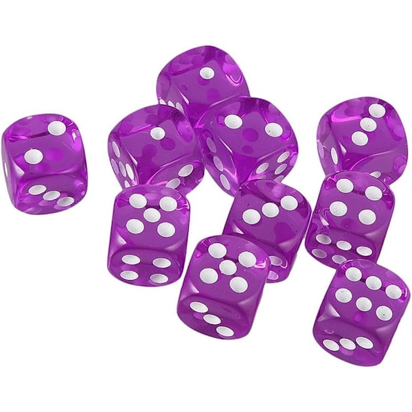 #10 16mm D6 Polyhedriska Akryl Tärningar (Lila) för DND Tärningar RPG MTG#