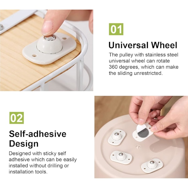 #4 stk. Selvklæbende Drejelige Hjul, Universal 360° Rotation Transf#