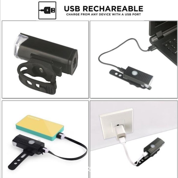 Enkel hvit sykkelforlykt USB-oppladbar superlys