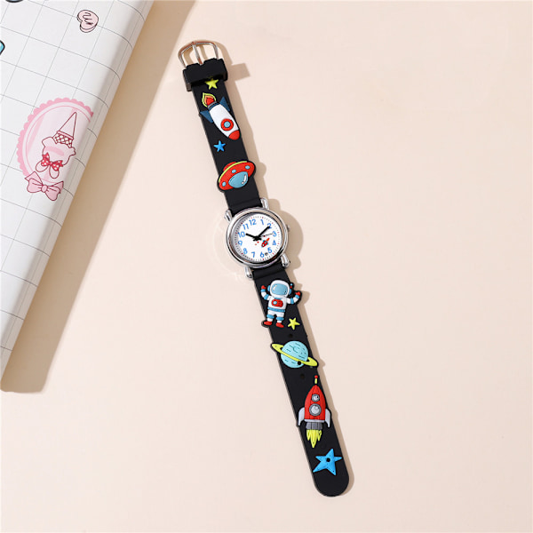#Børneur (Sort, Astronaut), Vandafvisende Armbåndsur til Børn Qua#