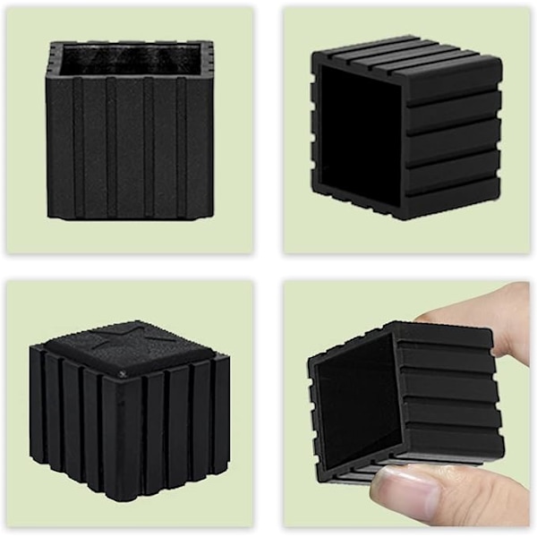 10-pack Kvadratiska Halksäkra Möbelskydd i Syntetiskt Gummi, Svart