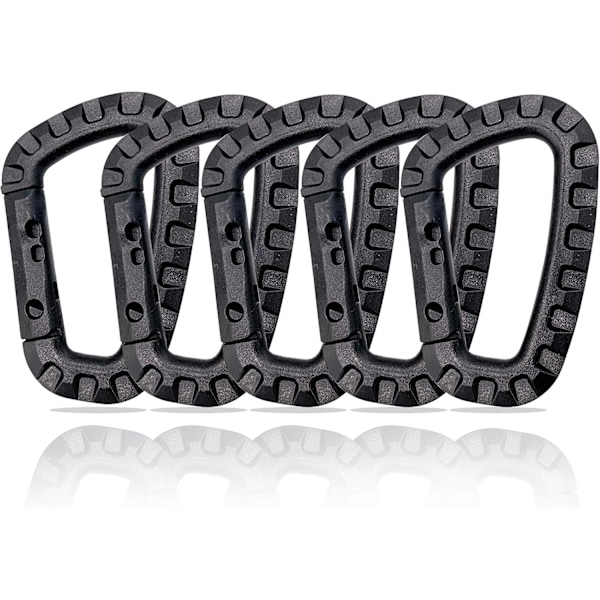 5-pack Plast-Snap-Hakar - Svart - D-formad, 8,8*5,5CM