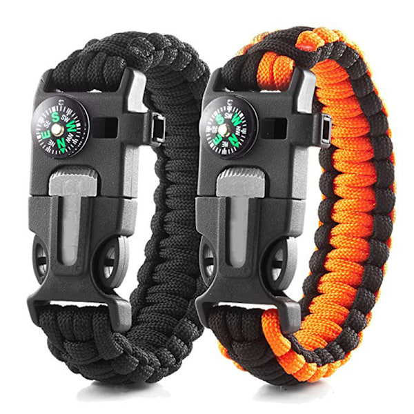 Överlevnadsarmband, Överlevnads Paracord-kit med Kompass, Visselpipa