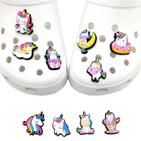 #10 Stykker 3D Clog-Sandaler Pynt (Enhjørning), Sko Charms, Søde Sko#