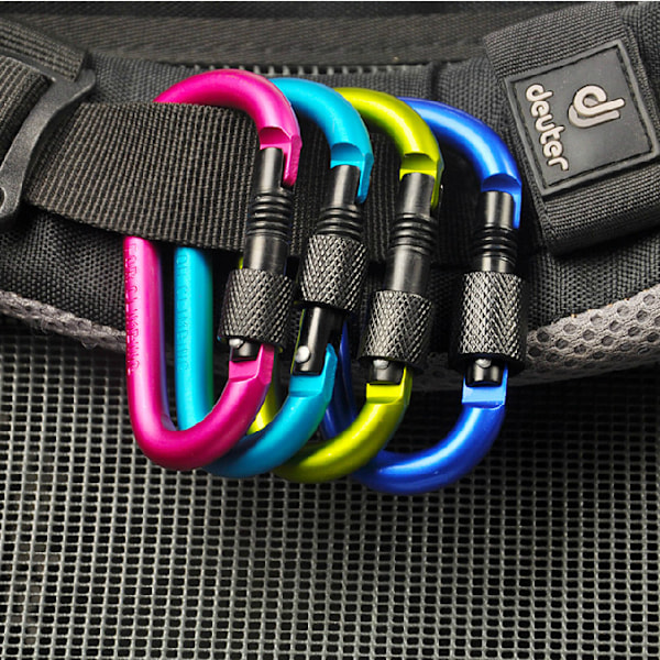 Låsbar Karabiner, Premium Aluminium Legering D-Ring Karabiner Nøgle