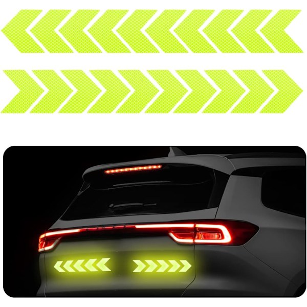#2 stk. Bil Reflekterende Advarselspil Sticker (Fluorescerende Grøn), Hi#