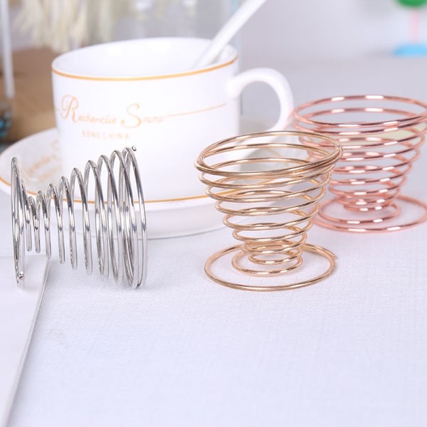 #3 x Eggkopper i rustfritt stål, spiralformet#