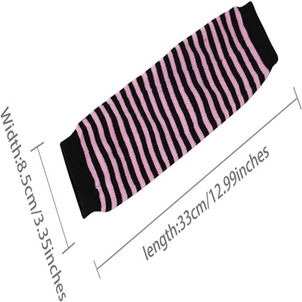 #Vinterhansker for kvinner - Rosa striper, varme lange hansker med fingerhull#