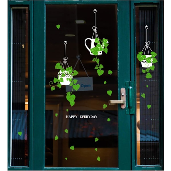 2 Stykker Dobbeltsidede Vindue- og Vægstickers Grønne Planter Remo