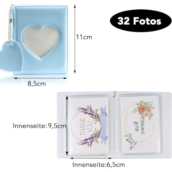 #Fotokort - Mini Fotoalbum - Blå 11 x 8,5 cm - Fotoalbum - S#