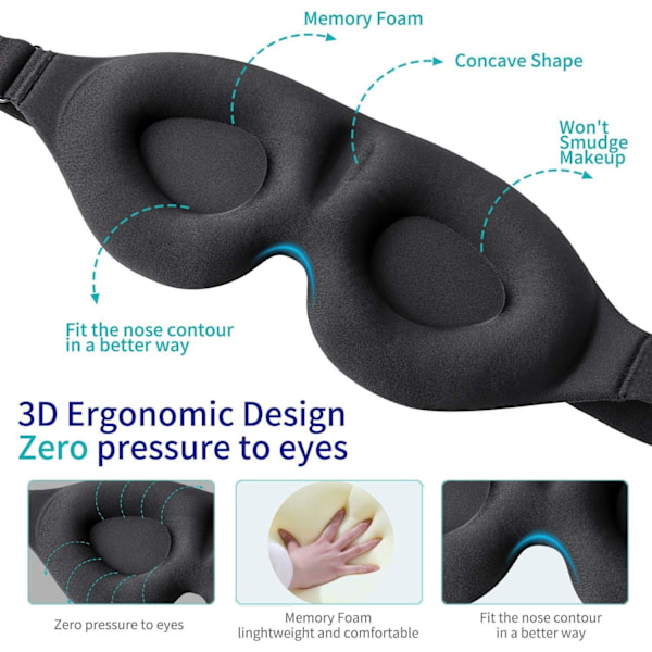 #3D Sömnmask, Ny Ankomst Sömnögonmask för Kvinnor Män, Konturerad