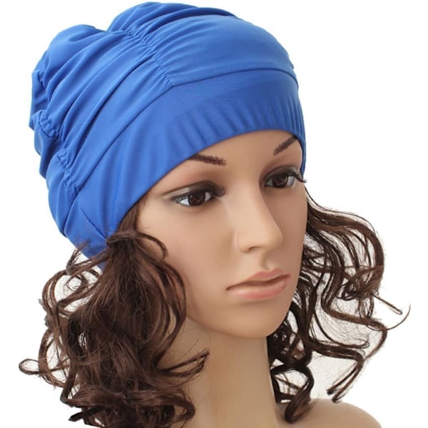 Damer og Piger Plisseret Blødt Stof Beanie/Hætte/Turban Badehætte