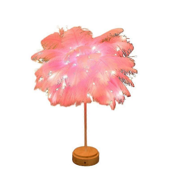 DIY Fjäderbordslampa Trä Fjäderskärm LED Bröllopsdekorationslampa (C)