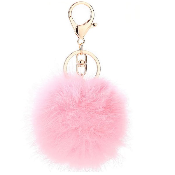 1 stk (Hvid) Tassel Nøglering Fluffy Faux Pompoms Nøglering Blød