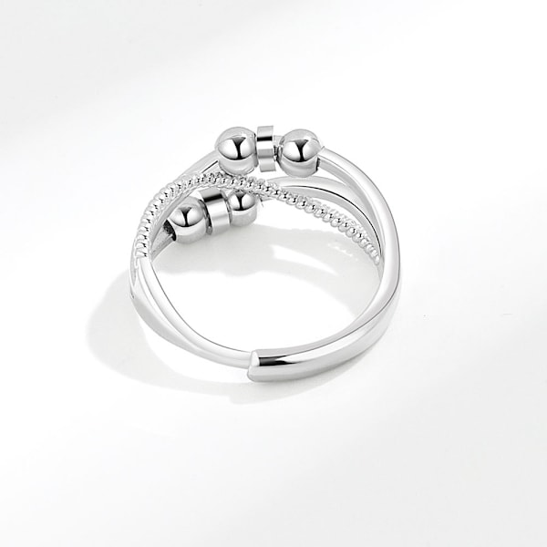#Silverring för kvinnor mot stress, roterande ångest ring, justerbar#